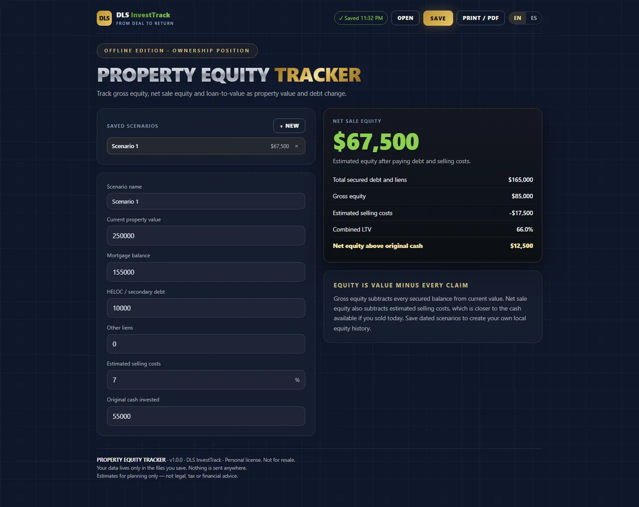 Property Equity Tracker interface