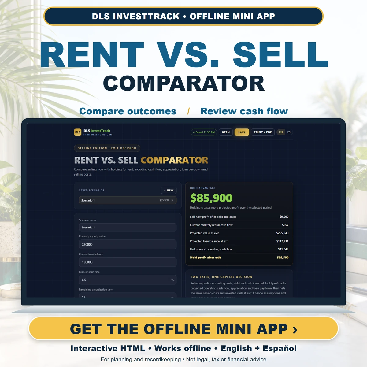 Rent vs. Sell Comparator