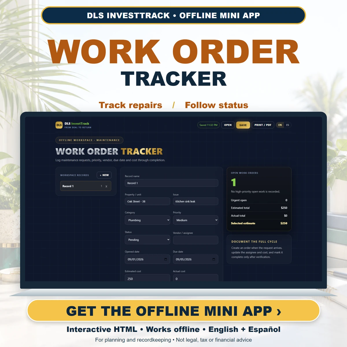 Work Order Tracker