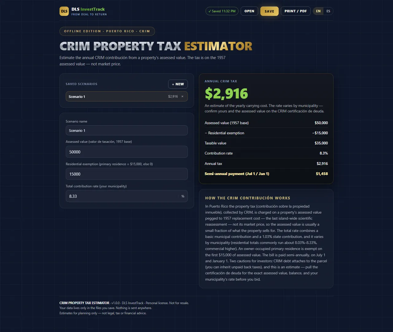 CRIM Property Tax Estimator interface