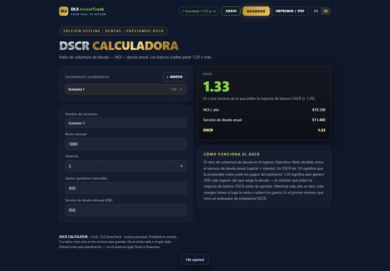 Calculadora DSCR interface