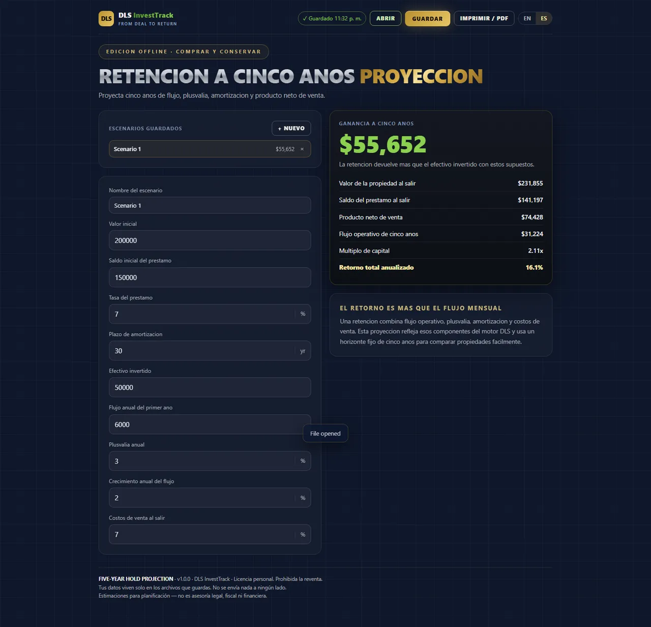 Proyeccion de retencion a cinco anos interface
