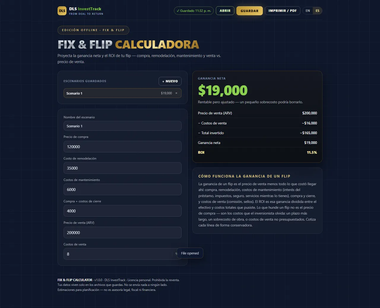 Calculadora Fix & Flip interface