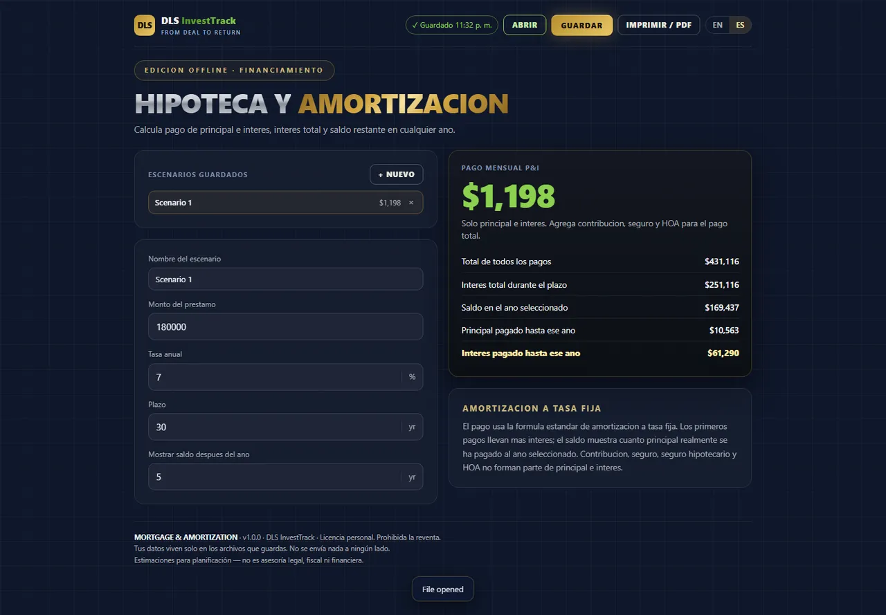 Calculadora de hipoteca y amortizacion interface