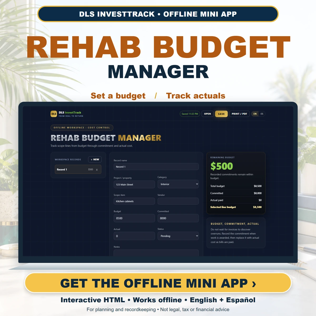 Rehab Budget Manager